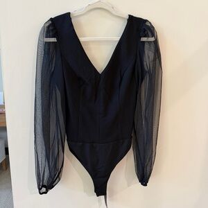 Lulu's Black Sheer Sleeve Top